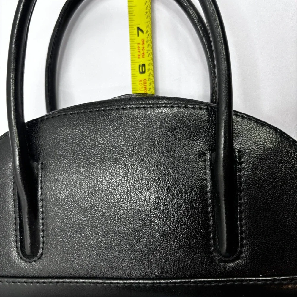 Cleo & Patek‎ Paris Black Leather Half Moon Dome Top Handle Handbag Bag